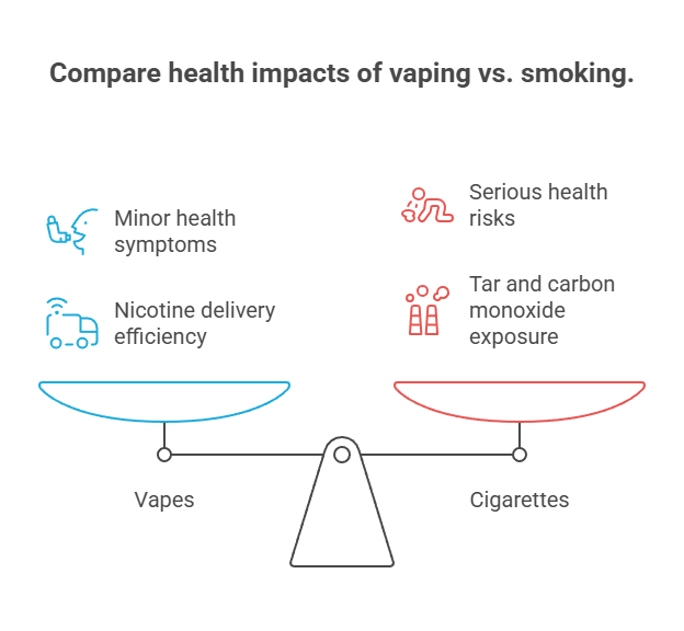 How Vapes Affect Your Body 2 Compare health impacts of vaping vs. smoking.