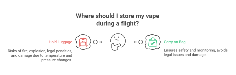 Traveling with Vapes 3 Where should I store my vape during a flight