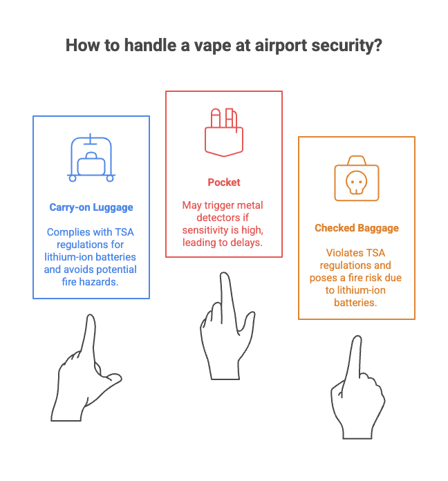 Do Vapes Set Off Metal Detectors? 2 How to handle a vape at airport security?